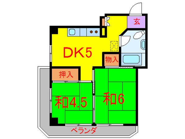 ニュ－旭マンションの物件間取画像